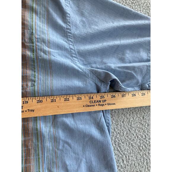 Tommy Bahama Camp Button Shirt XL 100% Silk Short Sleeve Striped Blue Beach Mens - Picture 12 of 16